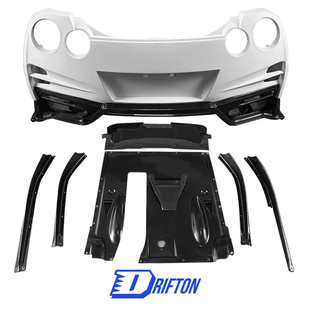 Top Secret Style Partial Carbon Fiber Rear Bumper With Diffuser Fins For Nissan R35 GTR 2008-2023