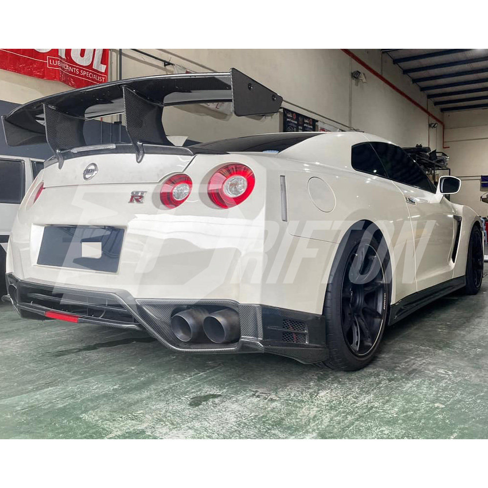 Top Secret V2 Style Carbon Fiber Rear Diffuser Lip For Nissan R35 GTR 2008-2016