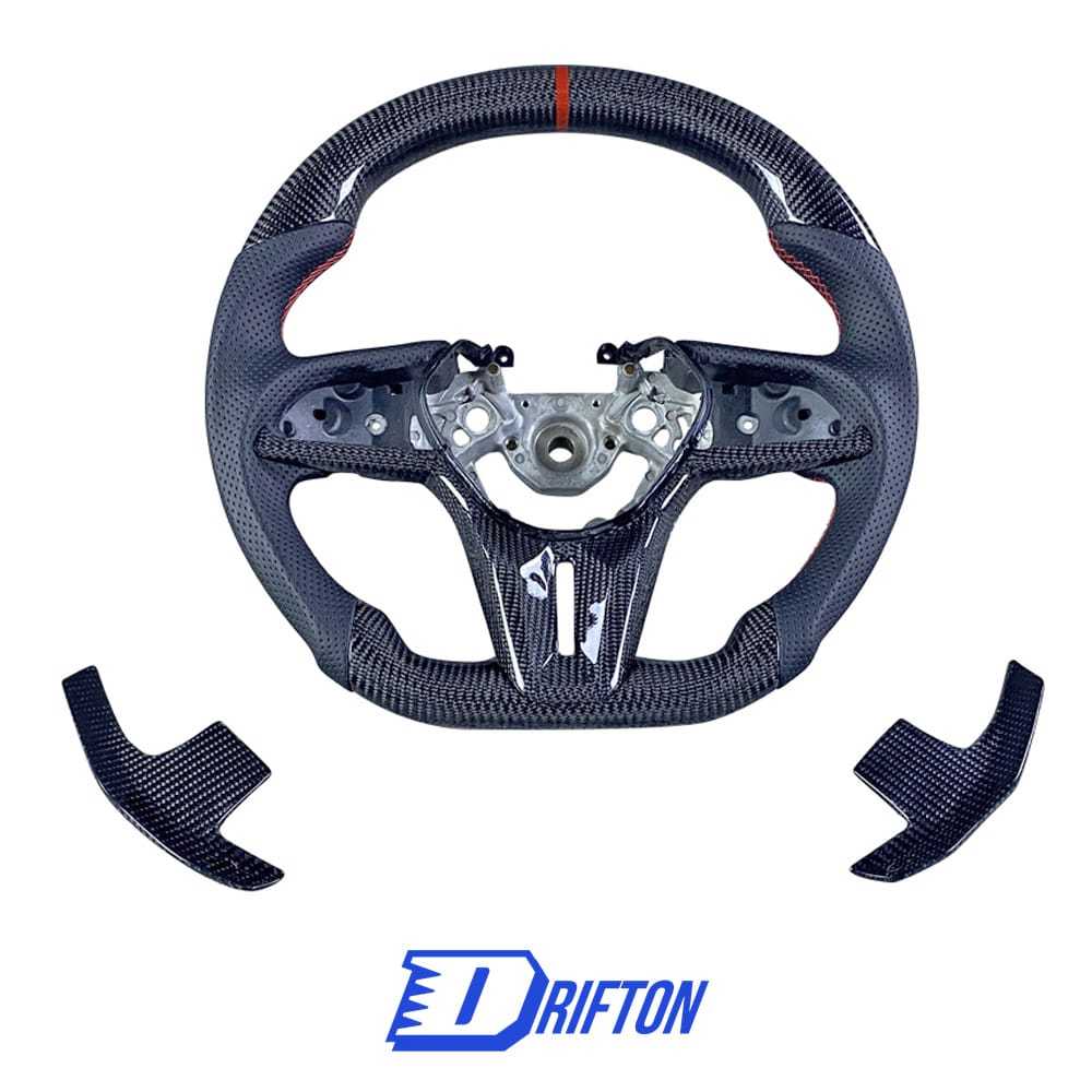 Customize Style Carbon Fiber Perforated Steering Wheel With Center Trim And Shift Paddle For Nissan R35 GTR 2017-2023