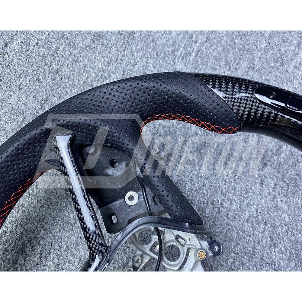 Customize Style Carbon Fiber Shift Light Steering Wheel With Center Trim And Shift Paddle (Perforated) For Nissan R35 GTR 2017-2019