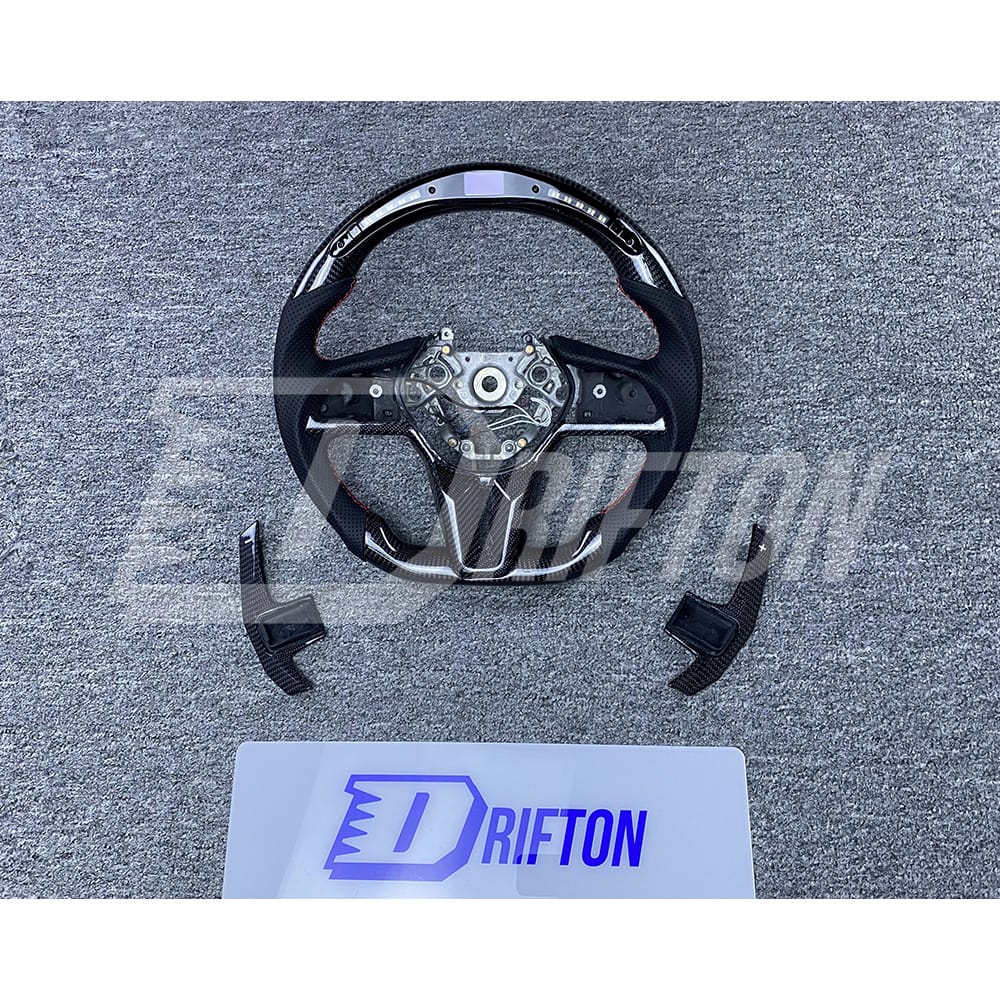 Customize Style Carbon Fiber Shift Light Steering Wheel With Center Trim And Shift Paddle (Perforated) For Nissan R35 GTR 2017-2019