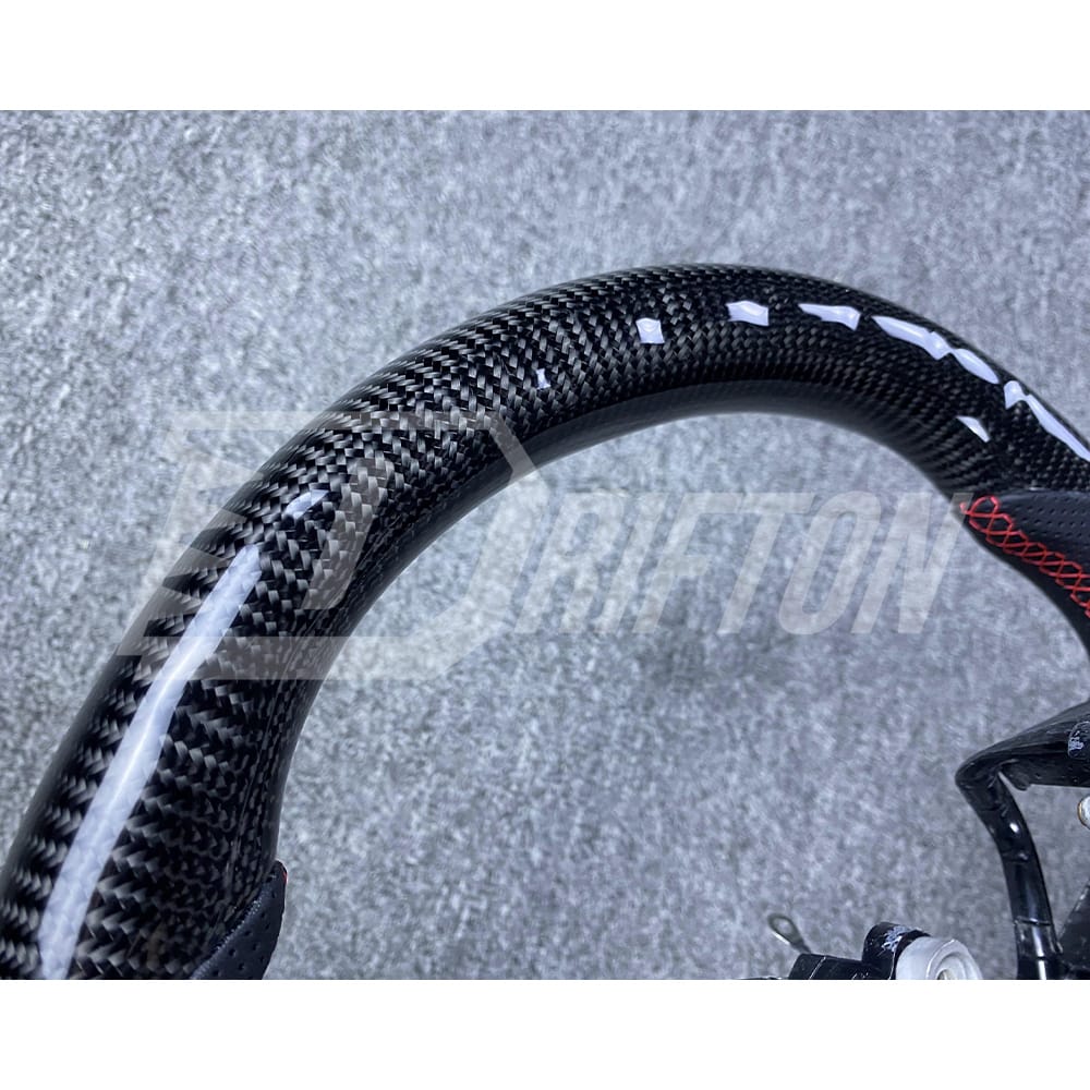 Customize Style Carbon Fiber Shift Light Steering Wheel With Center Trim And Shift Paddle (Perforated) For Nissan R35 GTR 2017-2019