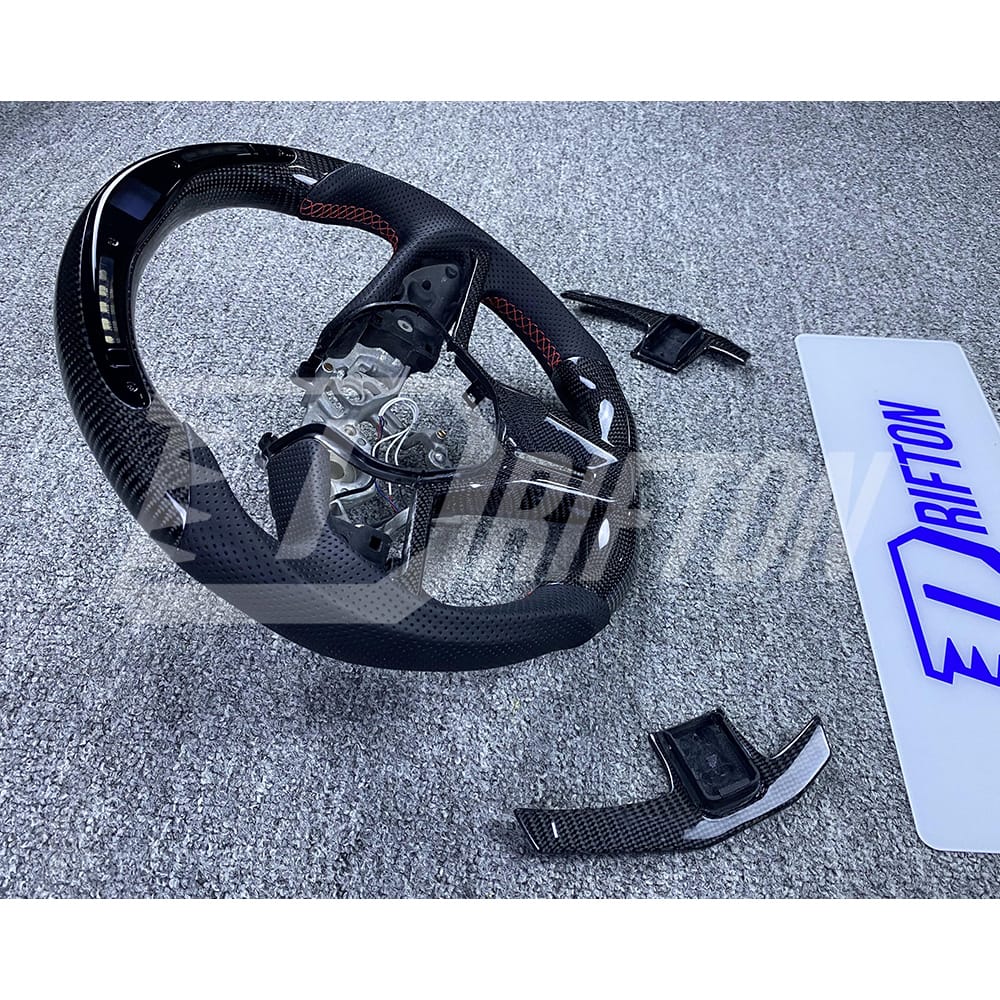 Customize Style Carbon Fiber Shift Light Steering Wheel With Center Trim And Shift Paddle (Perforated) For Nissan R35 GTR 2017-2019