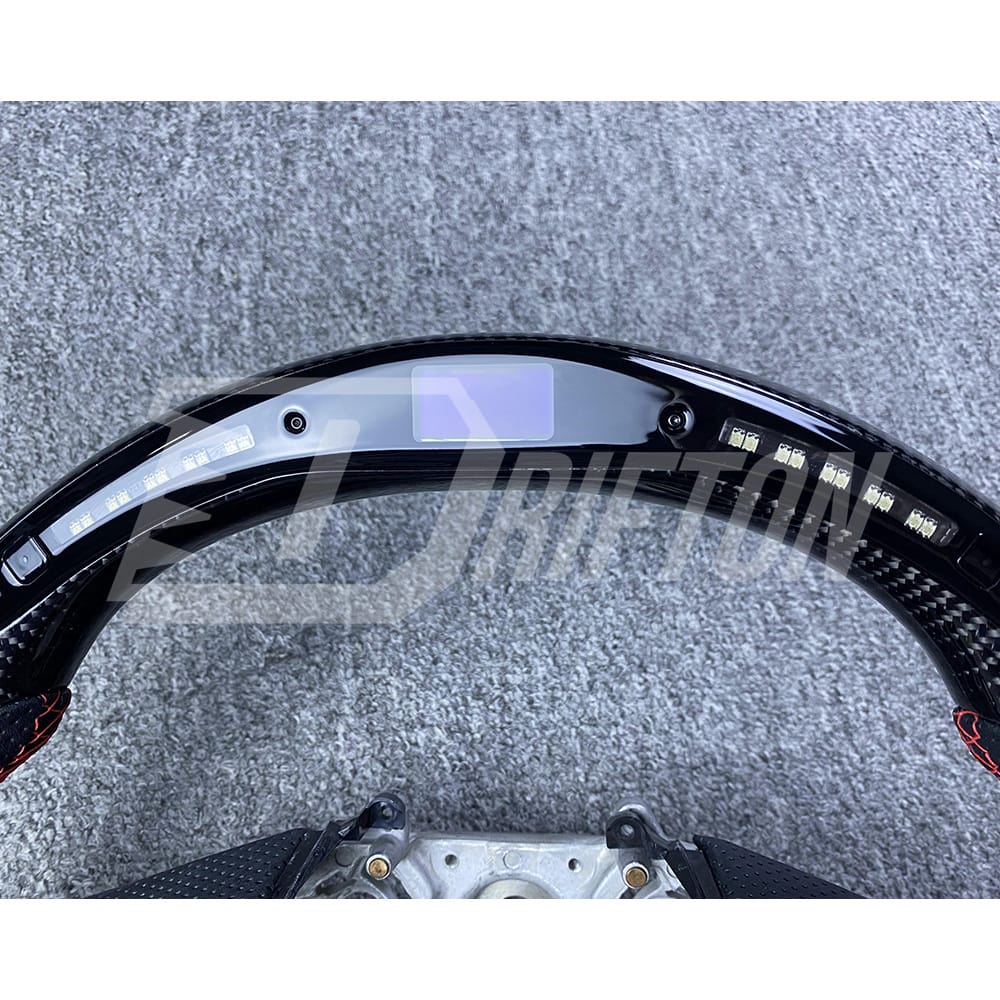 Customize Style Carbon Fiber Shift Light Steering Wheel With Center Trim And Shift Paddle (Perforated) For Nissan R35 GTR 2017-2019