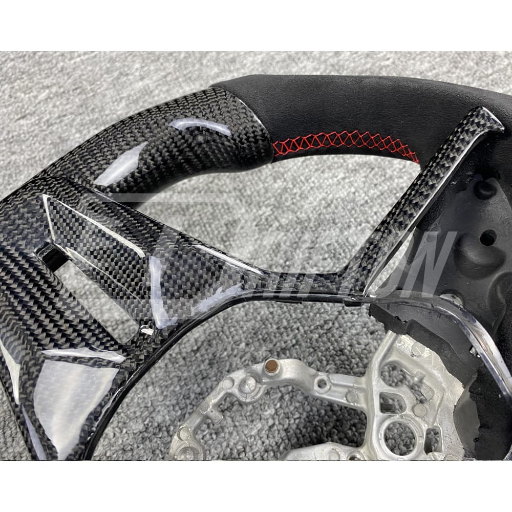 OKING-NI-35-189-STW    Customize Style Carbon Fiber Steering Wheel (Alcantara) With Center Trim And Shift Paddle For Nissan R35 GTR 2017-2019
