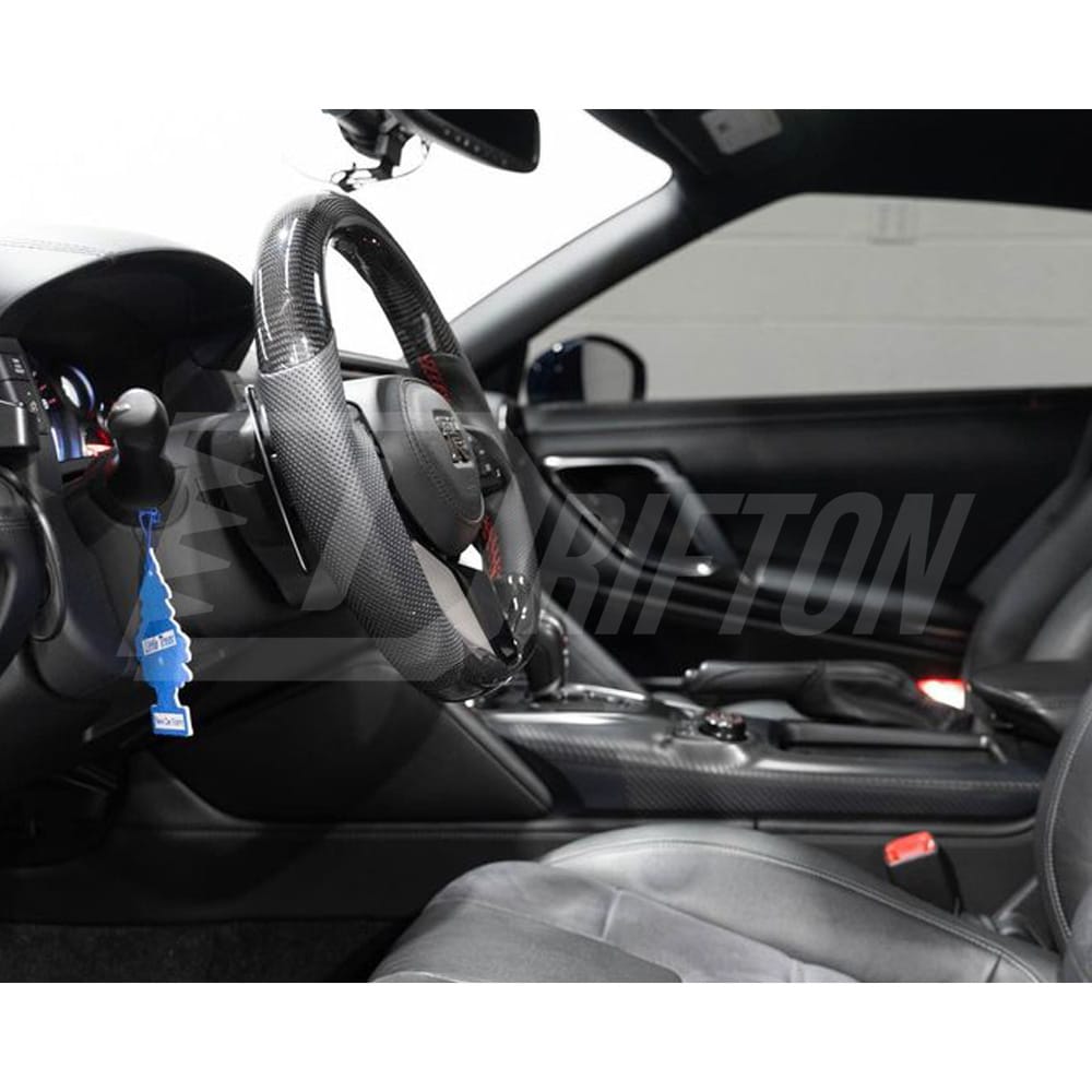 OKING-NI-35-189-STW    Customize Style Carbon Fiber Steering Wheel (Alcantara) With Center Trim And Shift Paddle For Nissan R35 GTR 2017-2019
