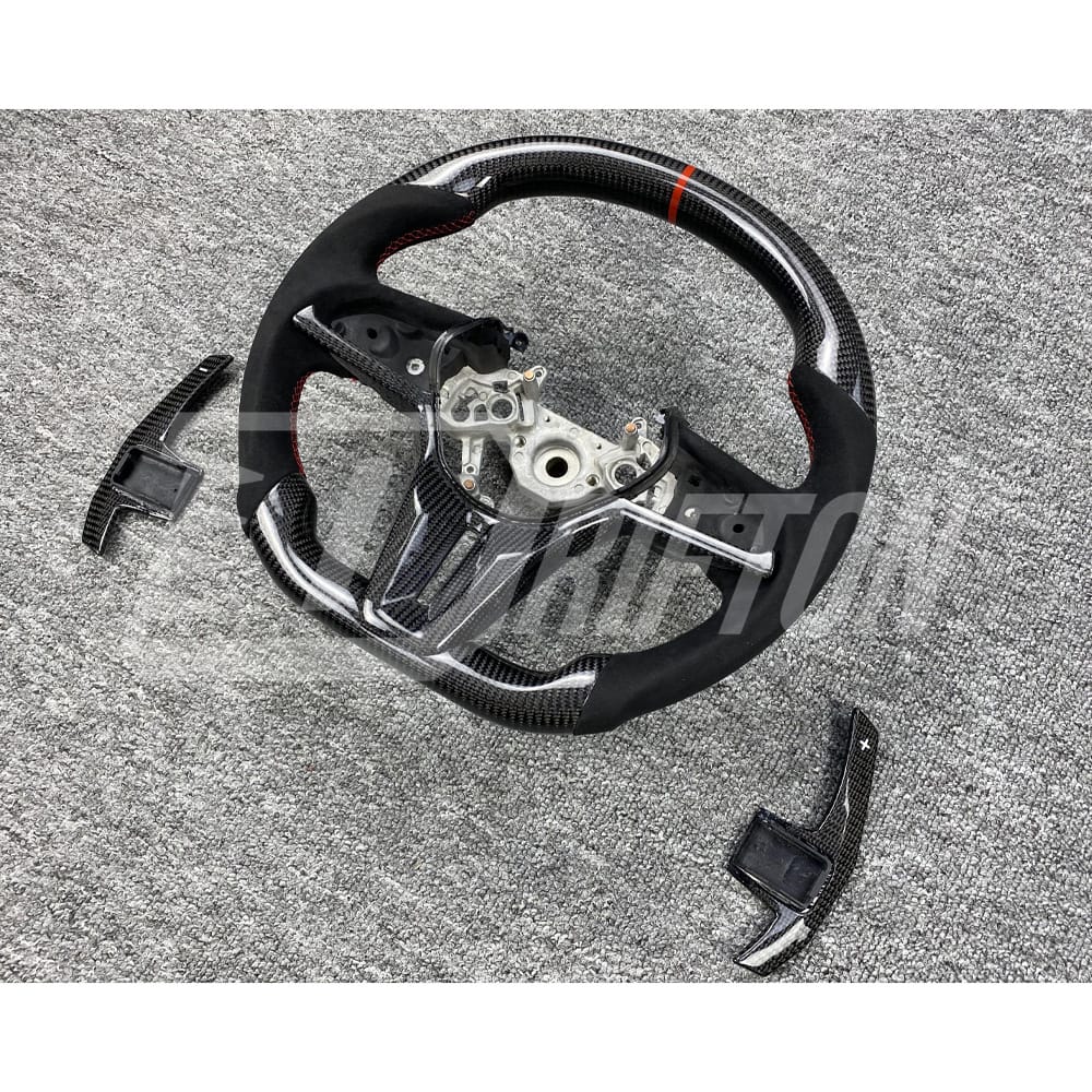 OKING-NI-35-189-STW    Customize Style Carbon Fiber Steering Wheel (Alcantara) With Center Trim And Shift Paddle For Nissan R35 GTR 2017-2019