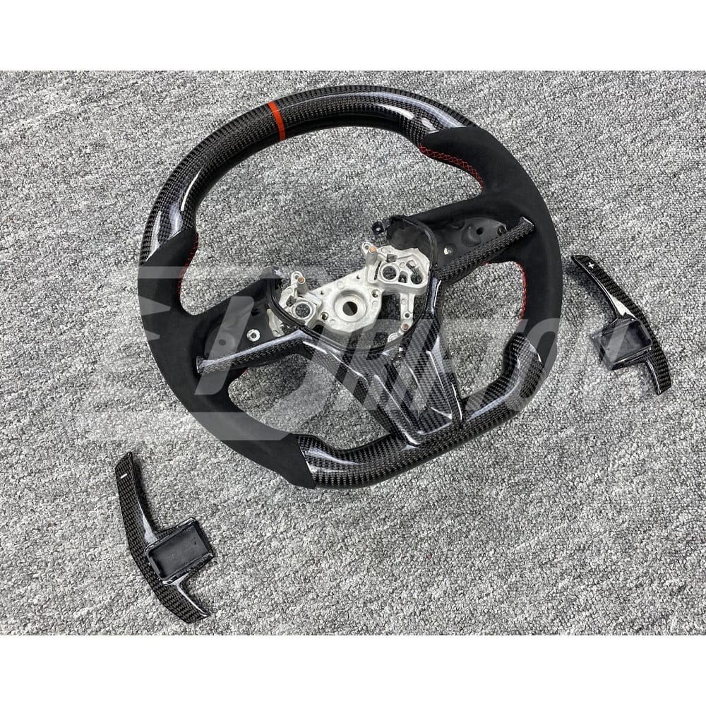 OKING-NI-35-189-STW    Customize Style Carbon Fiber Steering Wheel (Alcantara) With Center Trim And Shift Paddle For Nissan R35 GTR 2017-2019