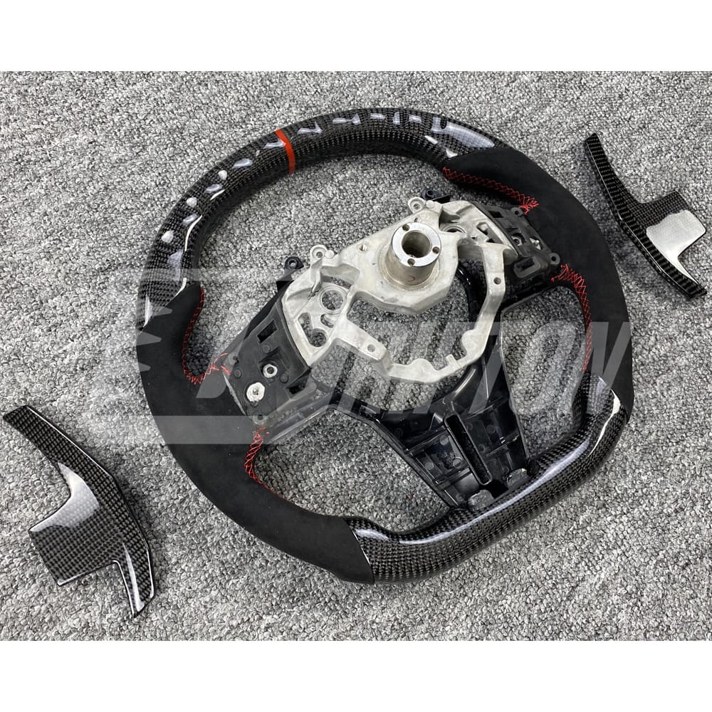 OKING-NI-35-189-STW    Customize Style Carbon Fiber Steering Wheel (Alcantara) With Center Trim And Shift Paddle For Nissan R35 GTR 2017-2019