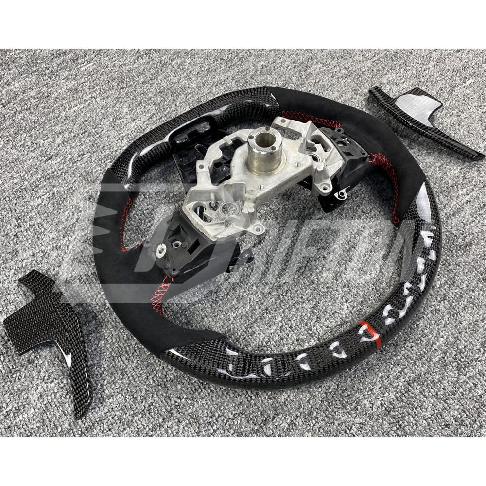 OKING-NI-35-189-STW    Customize Style Carbon Fiber Steering Wheel (Alcantara) With Center Trim And Shift Paddle For Nissan R35 GTR 2017-2019