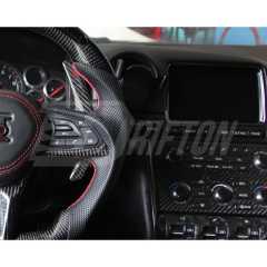 Customize Style Carbon Fiber Shift Light Steering Wheel With Center Trim And Shift Paddle (Perforated) For Nissan R35 GTR 2017-2019