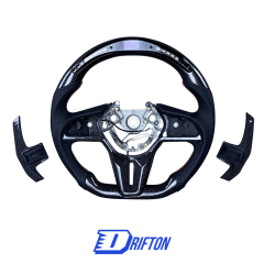 Customize Style Carbon Fiber Shift Light Steering Wheel With Center Trim And Shift Paddle (Perforated) For Nissan R35 GTR 2017-2019