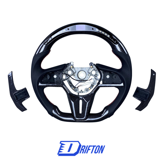 Customize Style Carbon Fiber Shift Light Steering Wheel With Center Trim And Shift Paddle (Perforated) For Nissan R35 GTR 2017-2019