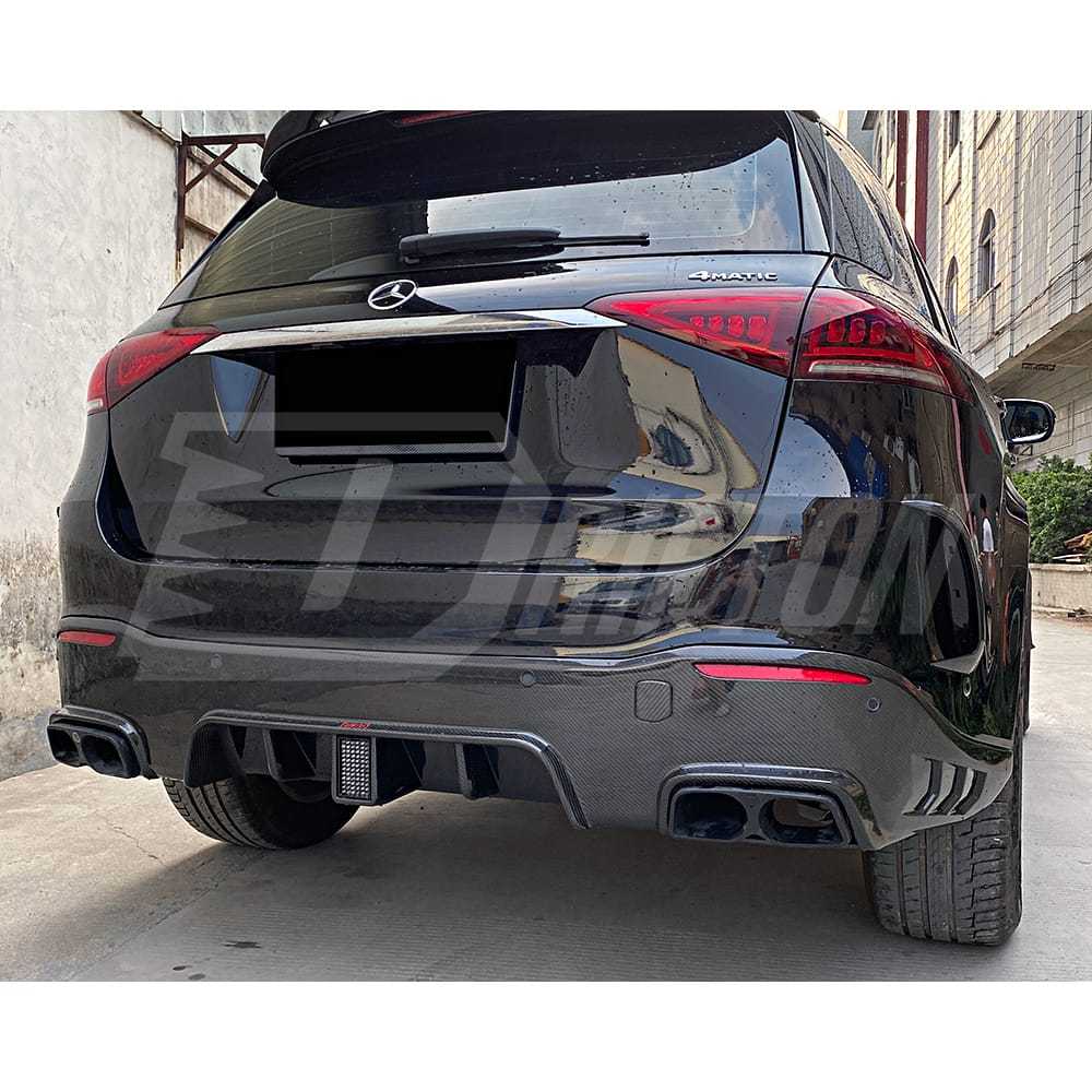 Dry Carbon Fiber Rear Diffuser With Light With Exhaust Tips For Mercedes Benz W167 GLE 450 2020-2023