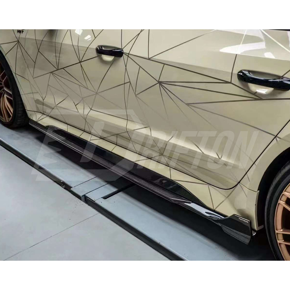 PT Style Dry Carbon Fiber Side Skirt For Audi RS6 C8 RS7 2019-2022