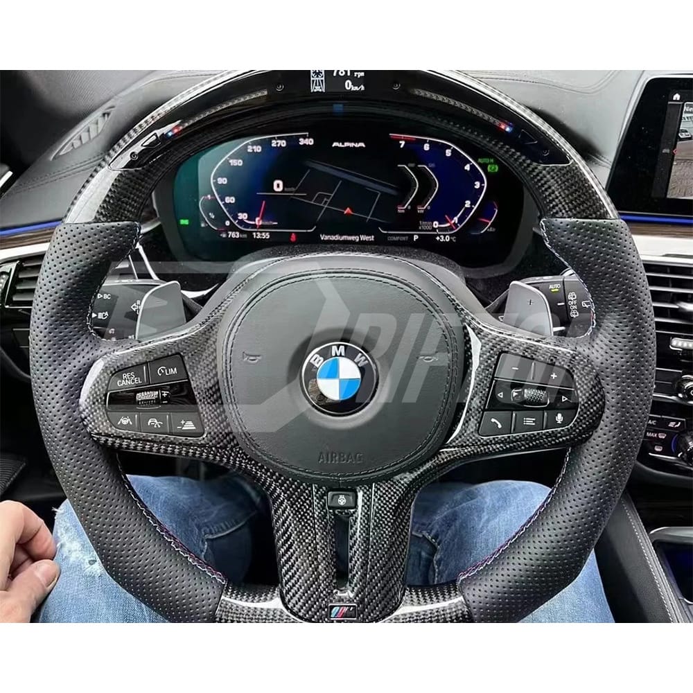Carbon Fiber Steering Wheel With LED Light For BMW 5 Series G30 G38