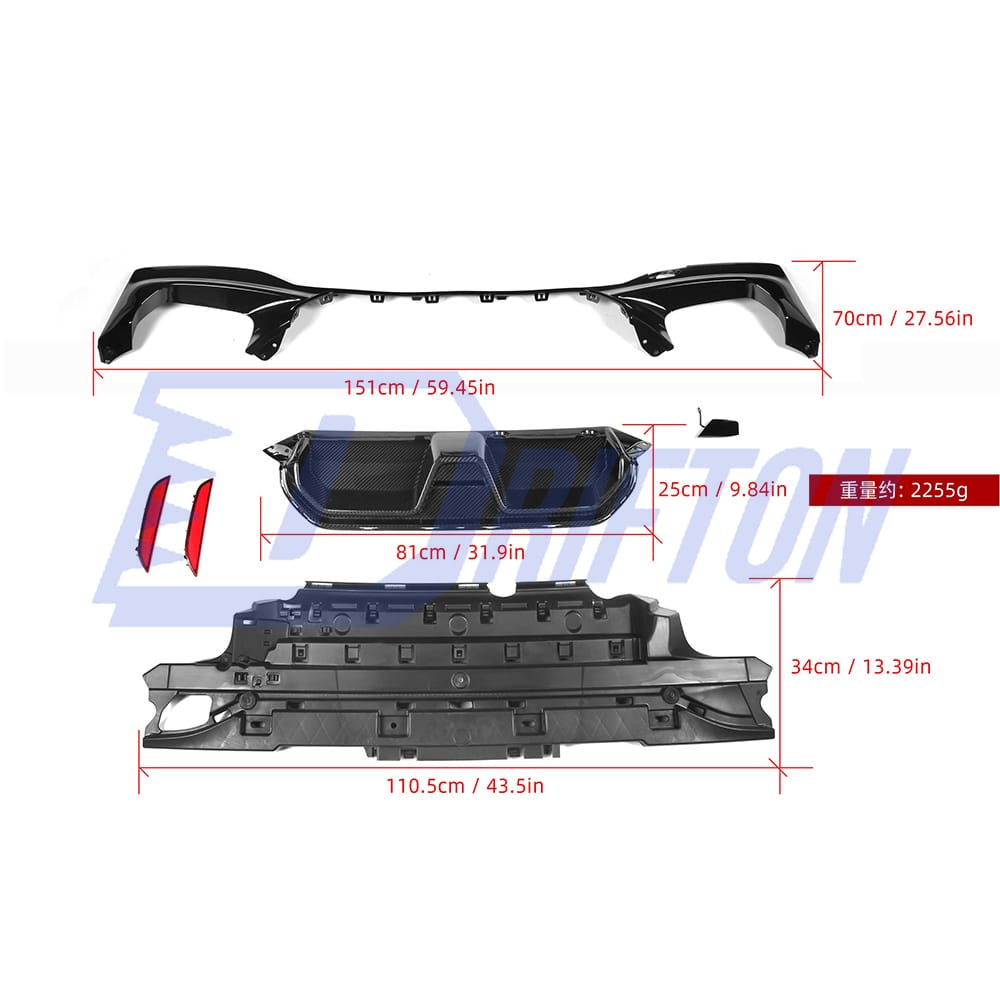 CS Style Dry Carbon Fiber Rear Diffuser Set For BMW 5 Series G30 G38 2017-2023