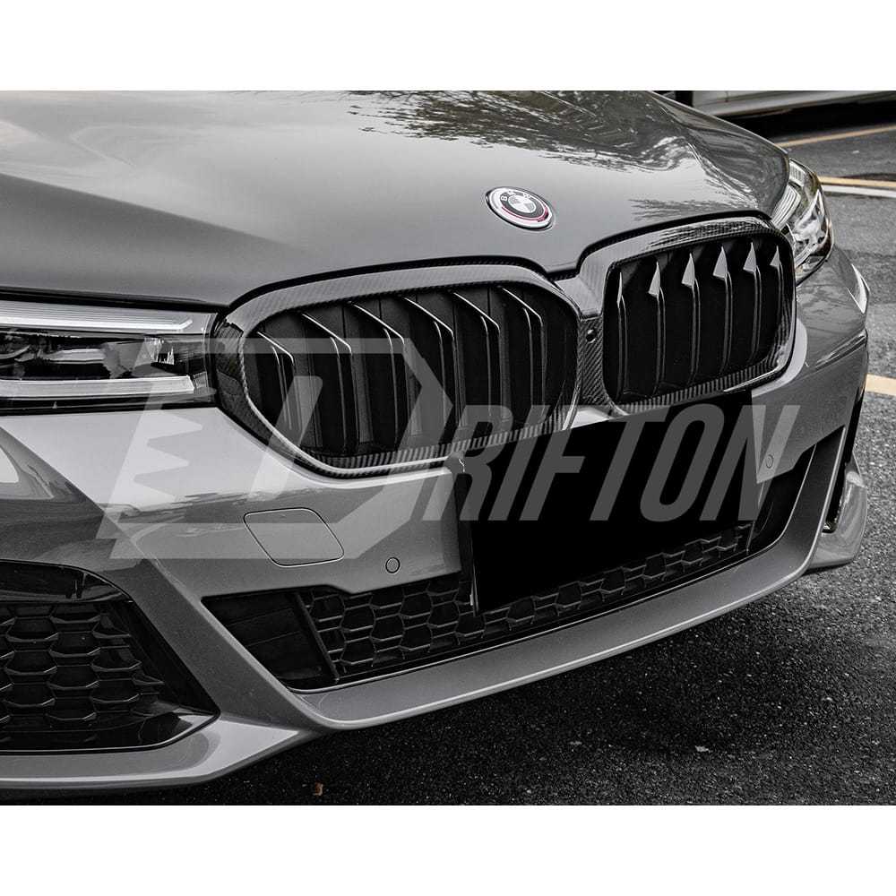 Dry Carbon Fiber Dual Slat Grille For BMW 5 Series G30 G38 LCI 2020-2023
