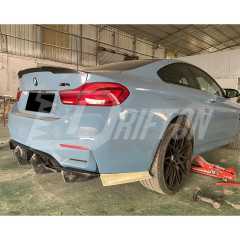 OKING Style Dry Carbon Fiber Rear DIffuser With LED Brake Light For BMW M3 M4 F80 F82 F83 2014-2020