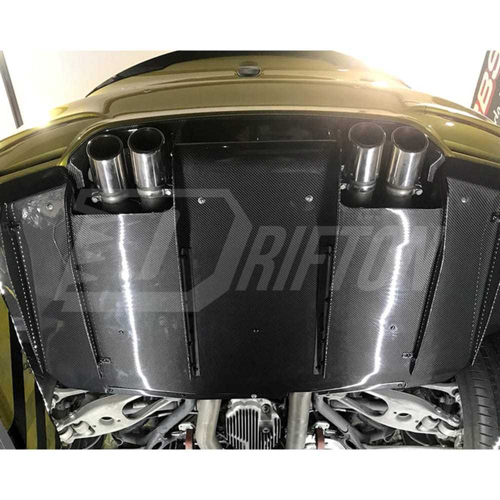 Varis Style Carbon Fiber Rear Diffuser Underboard With Lip For BMW M3 M4 F80 F82 F83 2014-2020