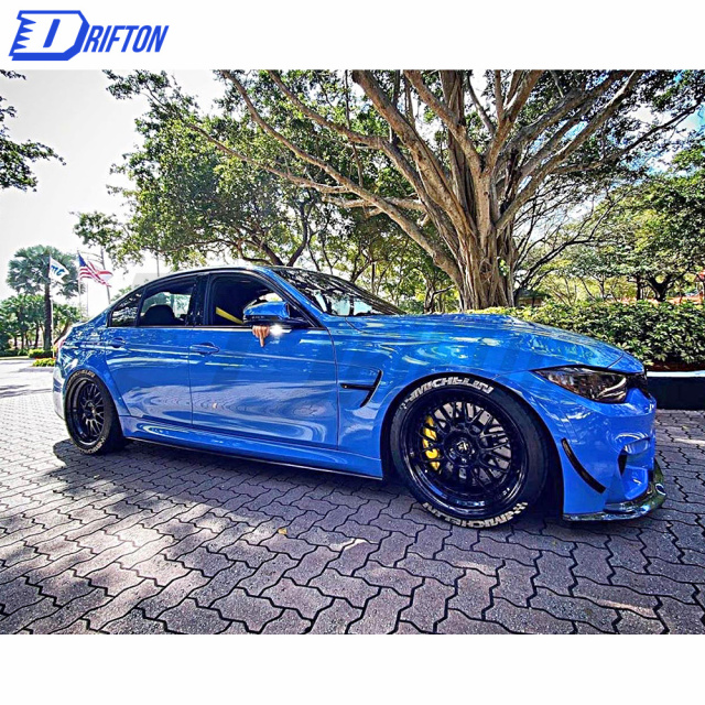 AT Style Carbon Fiber Front Bumper Canards For BMW M3 M4 F80 F82 F83 2014-2020