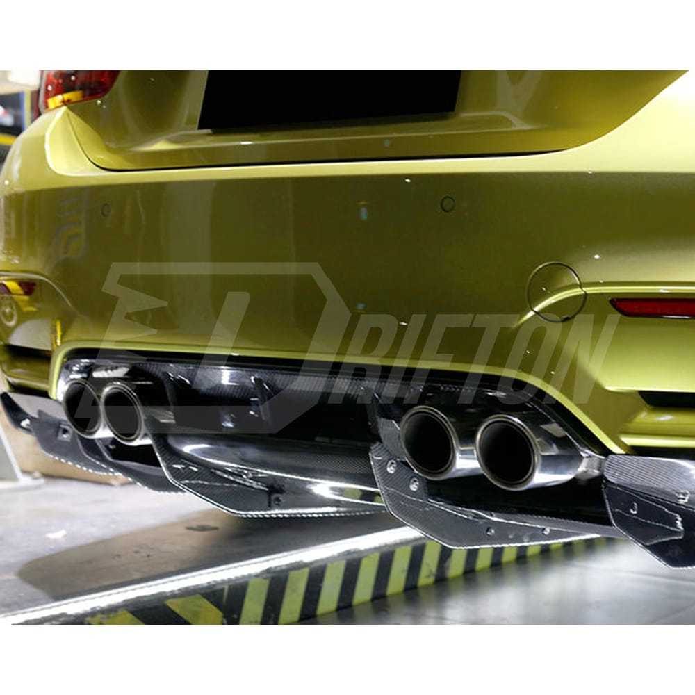 Varis Style Carbon Fiber Rear Diffuser Underboard With Lip For BMW M3 M4 F80 F82 F83 2014-2020