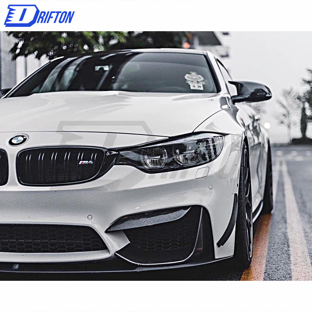 AT Style Carbon Fiber Front Bumper Canards For BMW M3 M4 F80 F82 F83 2014-2020