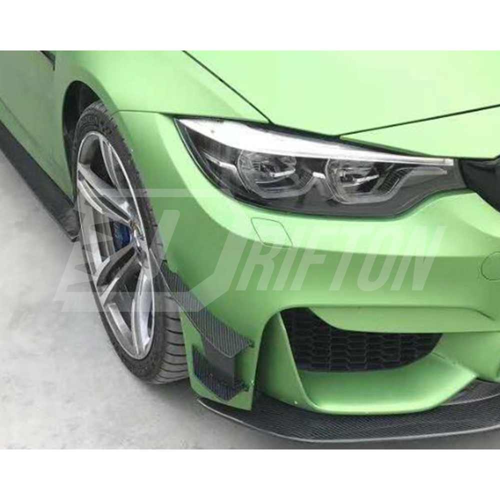 MAD Style Carbon Fiber Front Bumper Canards For BMW M3 M4 F80 F82 F83 2014-2020