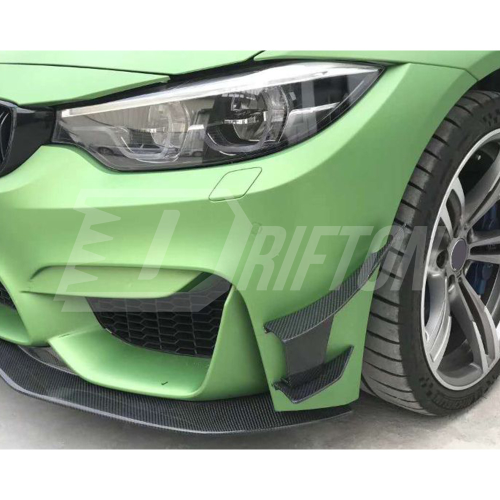 MAD Style Carbon Fiber Front Bumper Canards For BMW M3 M4 F80 F82 F83 2014-2020