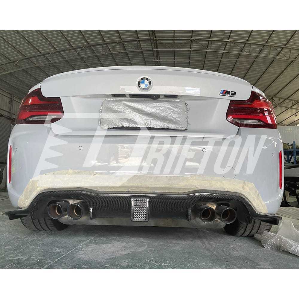 KT Style Dry Carbon Fiber LED Brake Light Rear Diffuser For BMW F87 M2 M2C 2016-2019