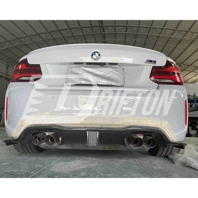 KT Style Dry Carbon Fiber LED Brake Light Rear Diffuser For BMW F87 M2 M2C 2016-2019