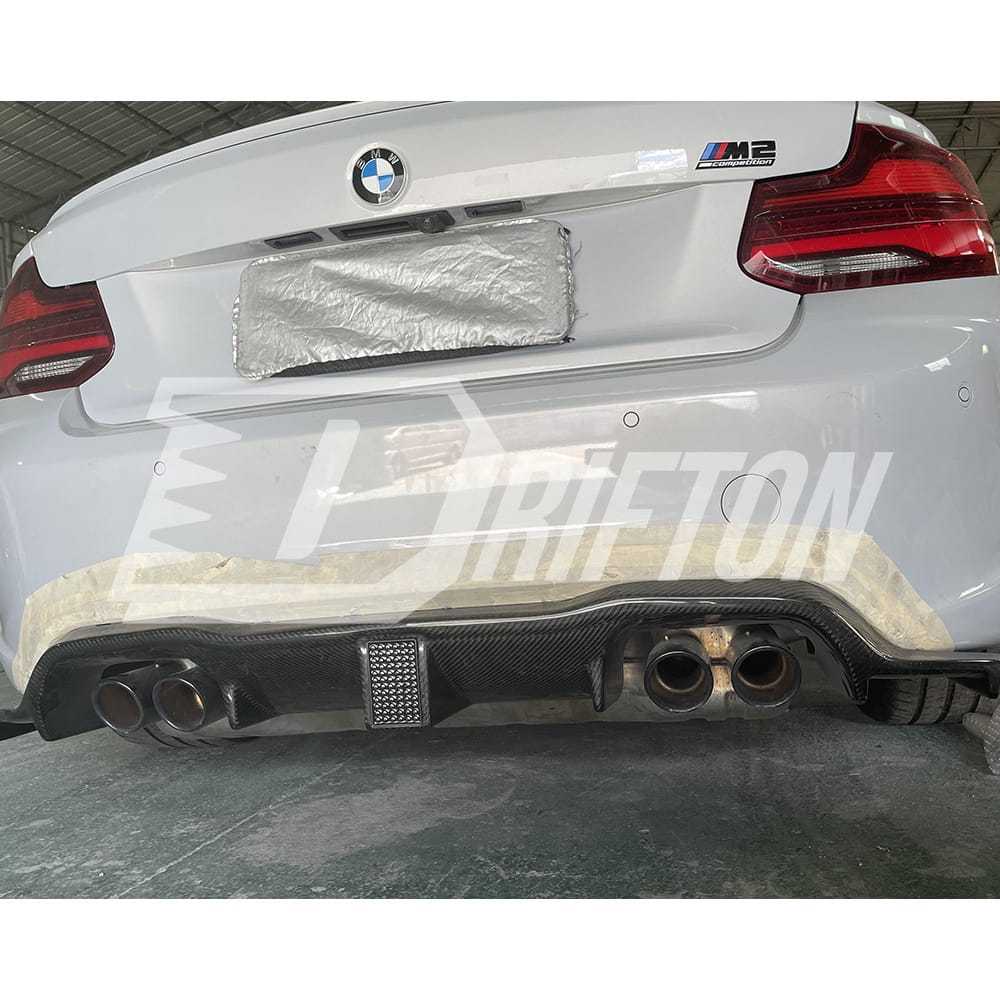 KT Style Dry Carbon Fiber LED Brake Light Rear Diffuser For BMW F87 M2 M2C 2016-2019