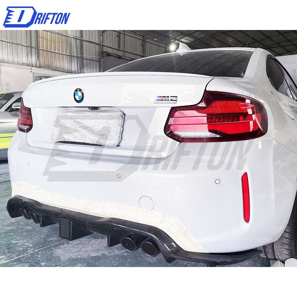 KT Style Carbon Fiber LED Brake Light Rear Diffuser For BMW F87 M2 M2C 2016-2019