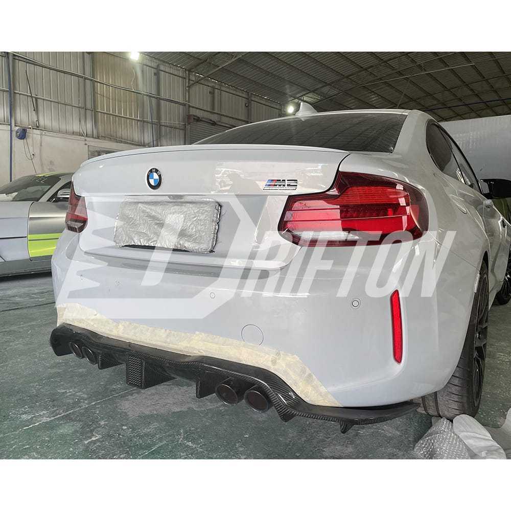 KT Style Dry Carbon Fiber LED Brake Light Rear Diffuser For BMW F87 M2 M2C 2016-2019