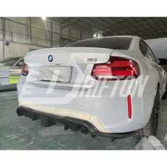 KT Style Dry Carbon Fiber LED Brake Light Rear Diffuser For BMW F87 M2 M2C 2016-2019