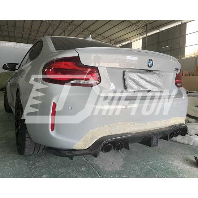 KT Style Dry Carbon Fiber LED Brake Light Rear Diffuser For BMW F87 M2 M2C 2016-2019