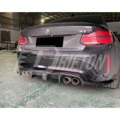 Drifton Style Dry Carbon Fiber Rear Diffuser With Light For BMW F87 M2 M2C 2016-2019