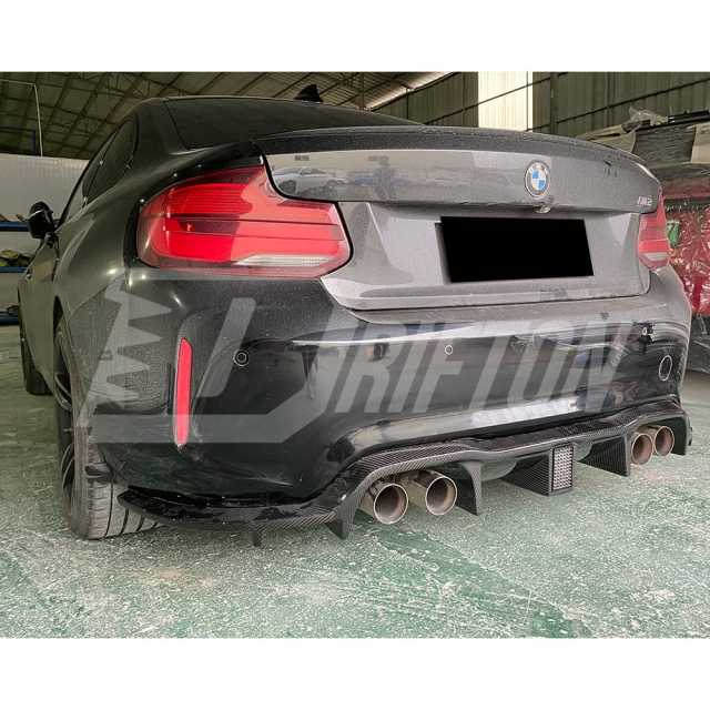 Drifton Style Dry Carbon Fiber Rear Diffuser With Light For BMW F87 M2 M2C 2016-2019