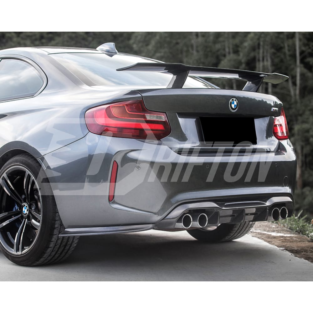 Paktechz Style Carbon Fiber Rear Bumper Canards For BMW F87 M2 2016-2019