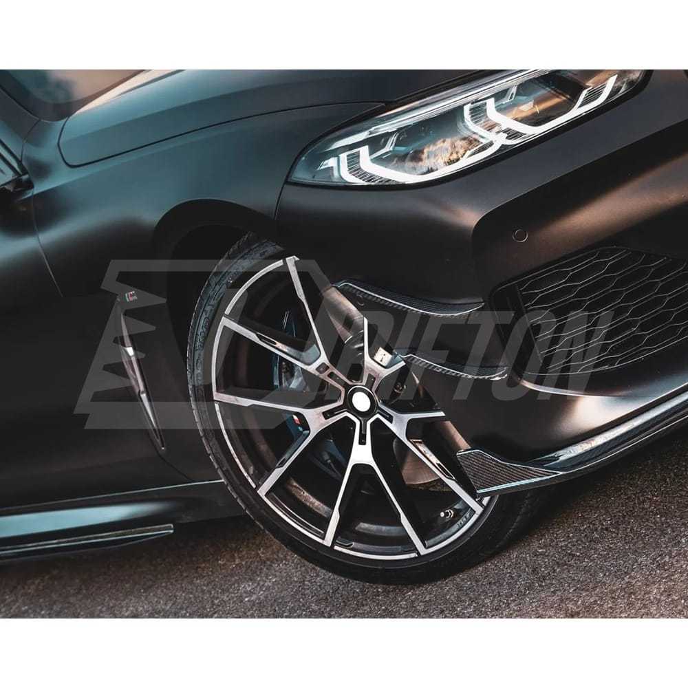 TAKD Style Dry Carbon Fiber Front Bumper Canards For BMW 8 Series G14 G15 G16 2018-2025