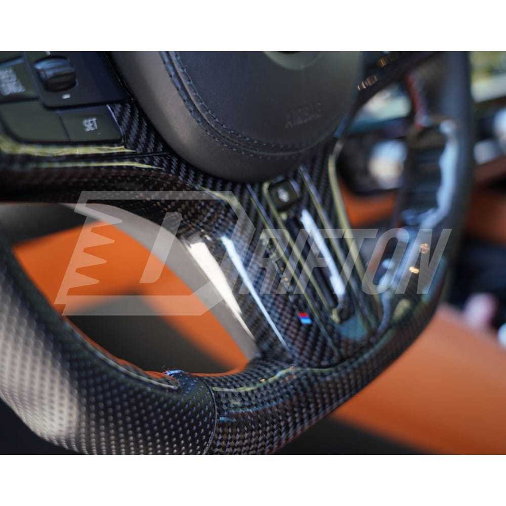 Carbon Fiber Steering Wheel Replacement Center Trim Cover For BMW G82 M4 G80 M3 2020-2024