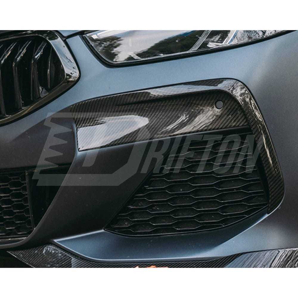 Carbon Fiber Front Bumper Vent Cover Trims For BMW 8 Series G14 G15 2018-2025