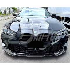 3D Style Dry Carbon Fiber Front Lip With Side Splitters For BMW G82 M4 G80 M3 2020-2024