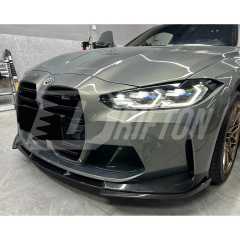 3D Style Dry Carbon Fiber Front Lip With Side Splitters For BMW G82 M4 G80 M3 2020-2024