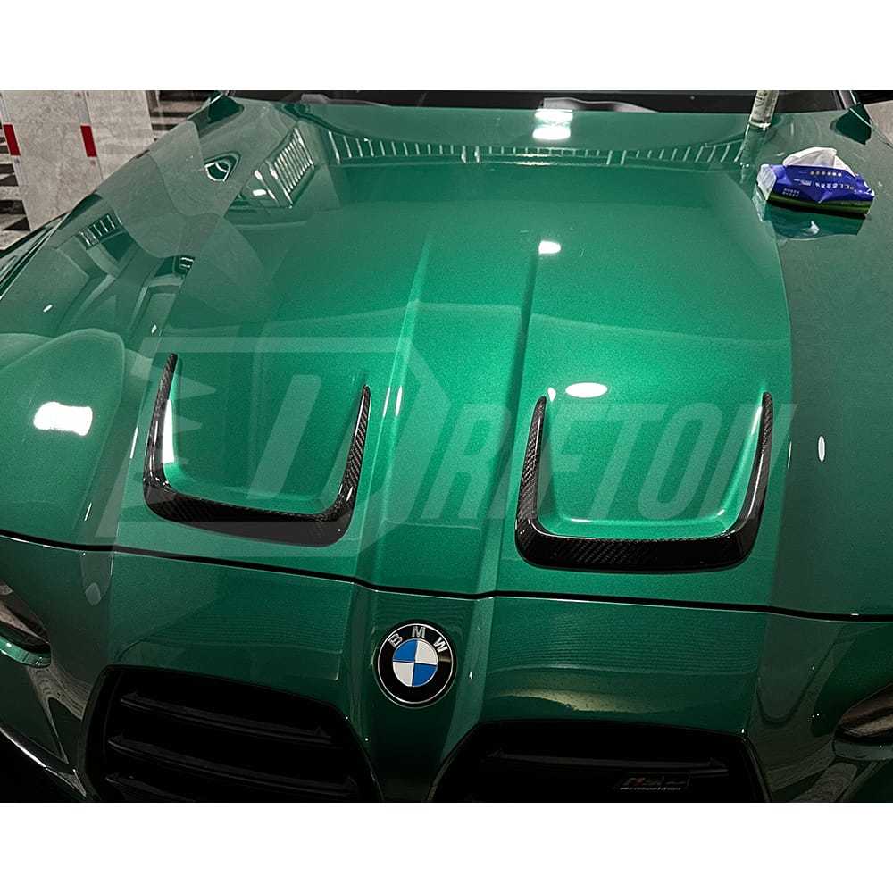 Dry Carbon Fiber Hood Blade Trims For BMW G80 G81 M3 G82 G83 M4 2020-2024