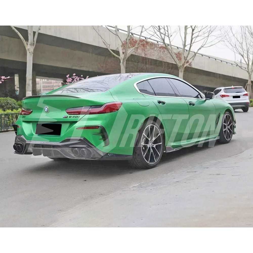 TAKD V2 Style Dry Carbon Fiber Rear Bumper Vent Trim Canards For BMW 8 Series G16 2018-2025