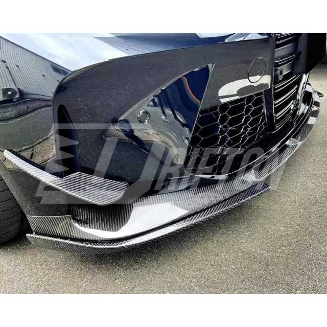 3D Style Dry Carbon Fiber Front Lip With Side Splitters For BMW G82 M4 G80 M3 2020-2024