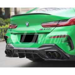 TAKD V2 Style Dry Carbon Fiber Rear Bumper Vent Trim Canards For BMW 8 Series G16 2018-2025
