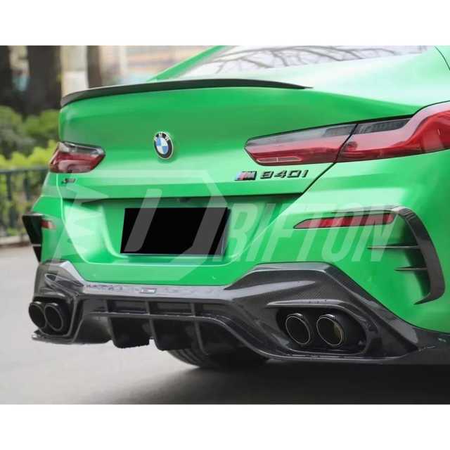 TAKD V2 Style Dry Carbon Fiber Rear Bumper Vent Trim Canards For BMW 8 Series G16 2018-2025