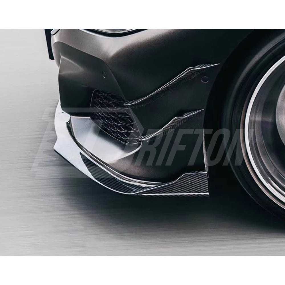 TAKD Style Dry Carbon Fiber Front Bumper Canards For BMW 8 Series G14 G15 G16 2018-2025